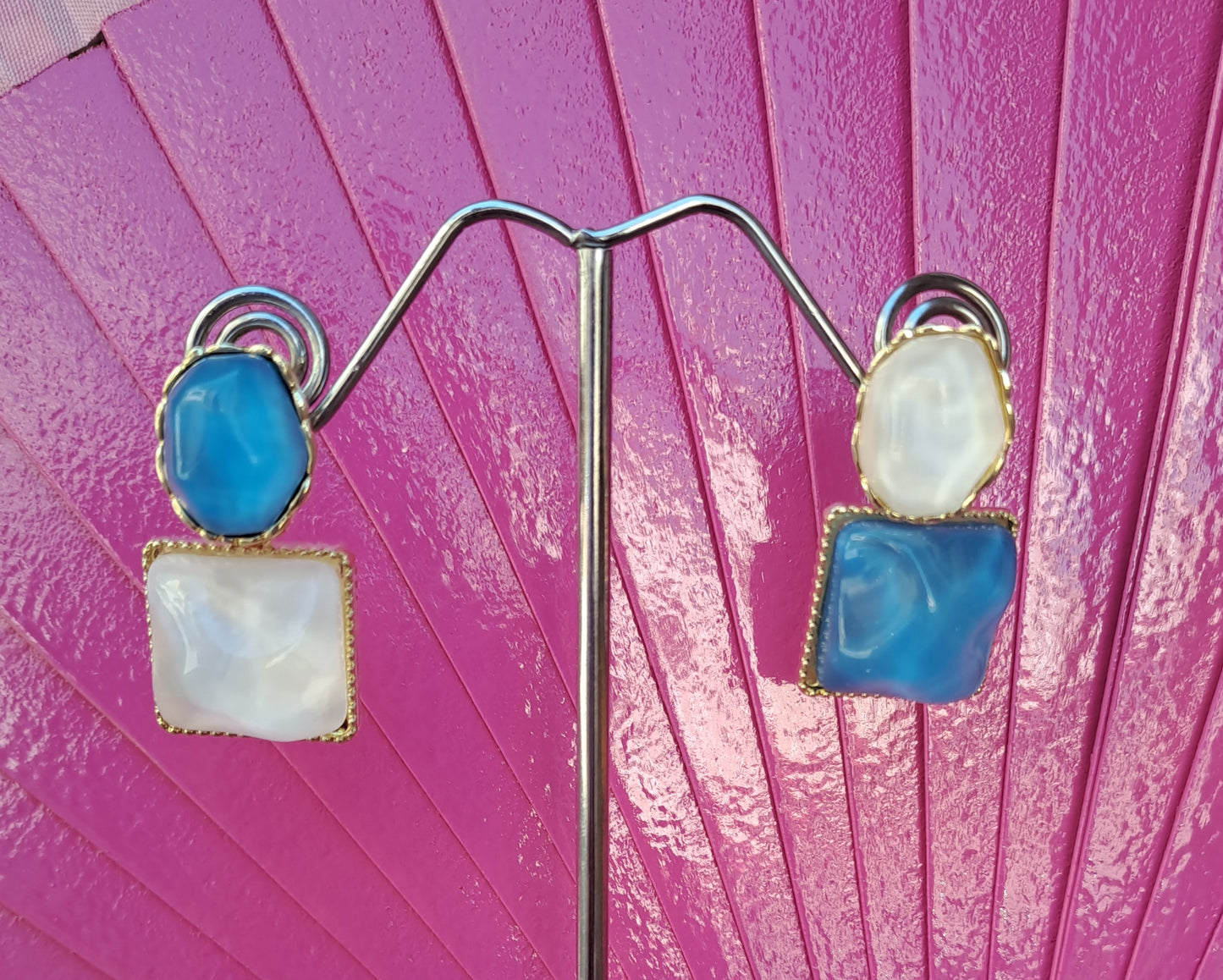 Pendientes agua marina y nacar