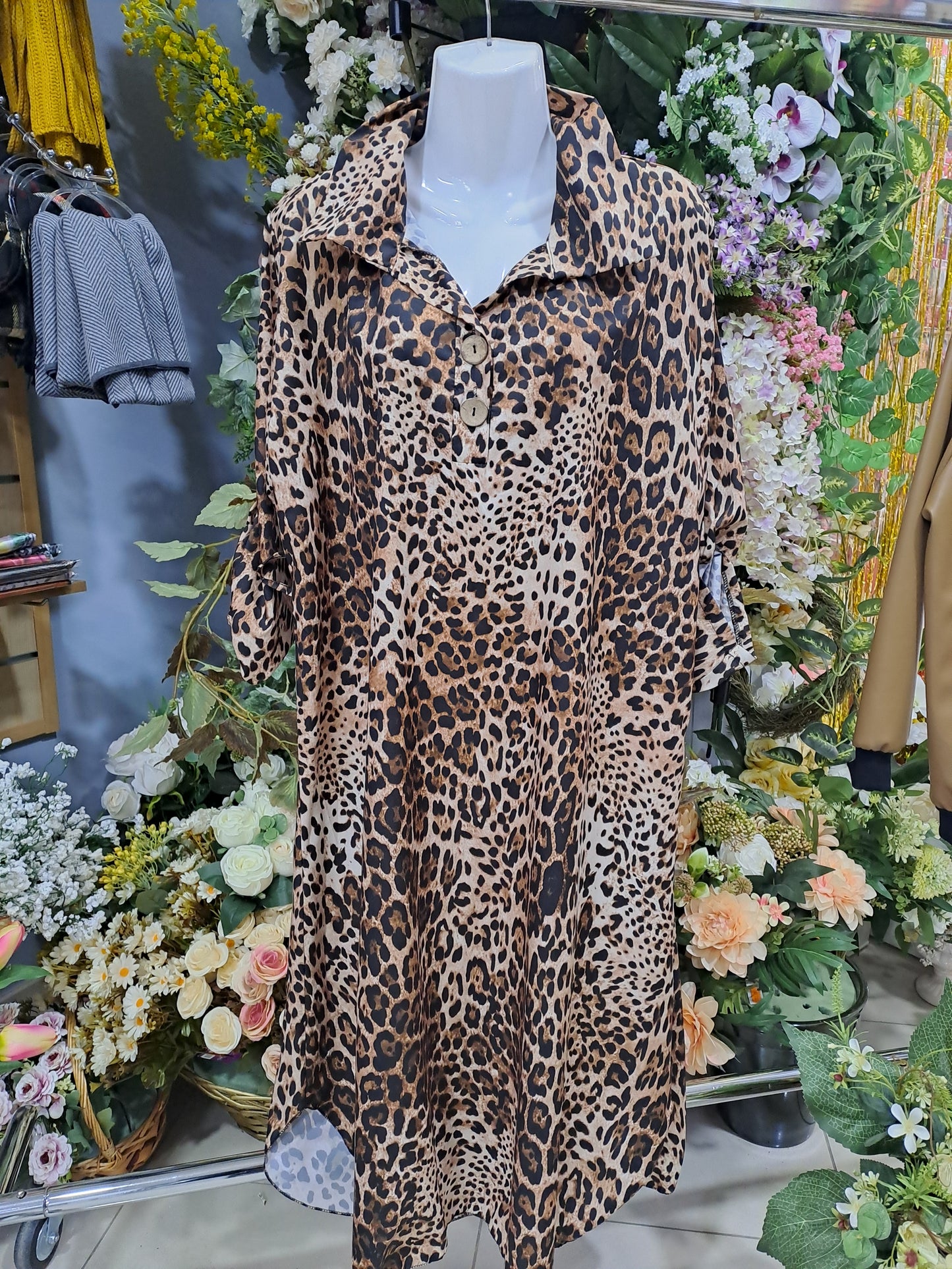 Vestido talla grande leopardo