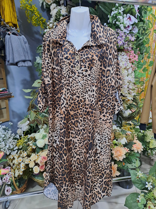 Vestido talla grande leopardo