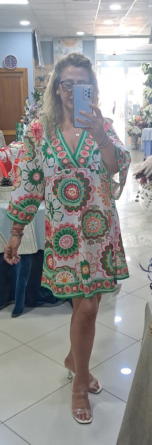 Vestido floral verde
